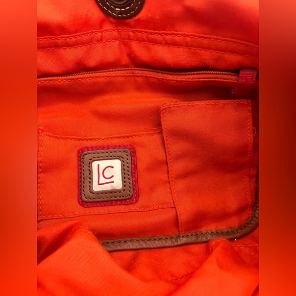 LIZ CLAIBORNE Linen Cotton Leather Trim Handbag - Picture 11 of 12